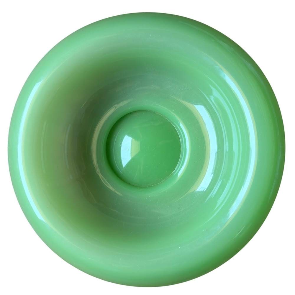 Vintage Fenton Jadeite Bowl 9 in Smooth Rim Glassware Mid Century Modern Kitchen